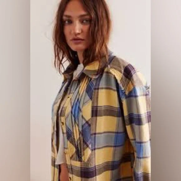 New FREE PEOPLE We The Free Layla Button Down Plaid Flannel Shirt  X-SMALL - Picture 4 of 11